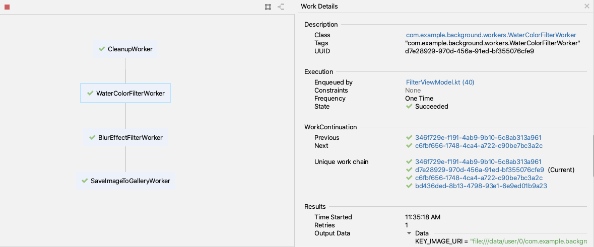 Background Task Inspector worker chain