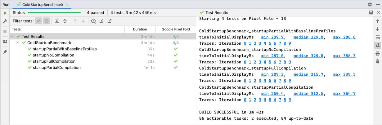 نتایج ColdstartupBenchmark