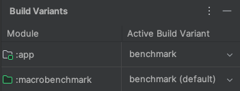 Select benchmark variant.