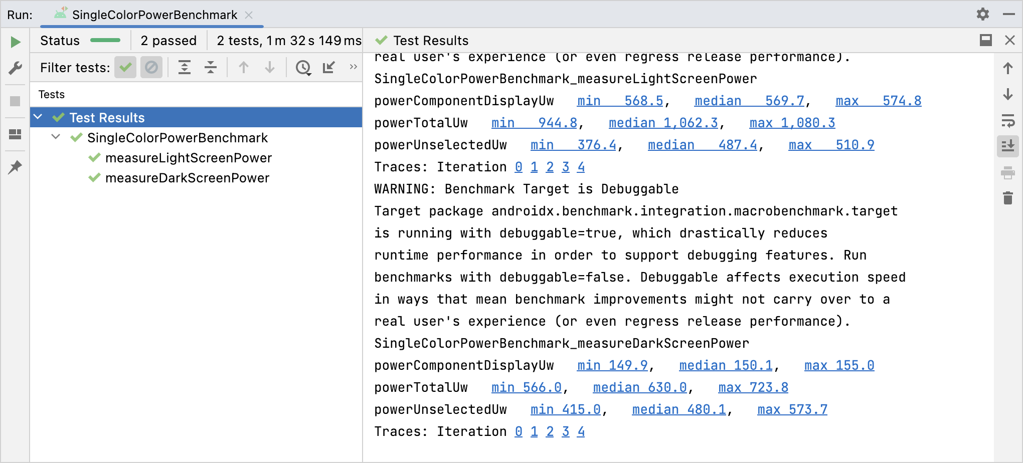 Resultados de PowerMetric