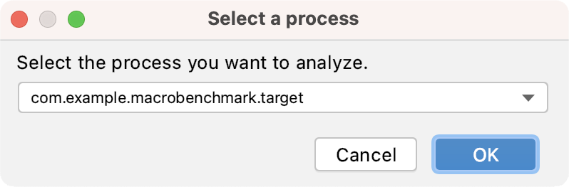 Studio trace process
selection