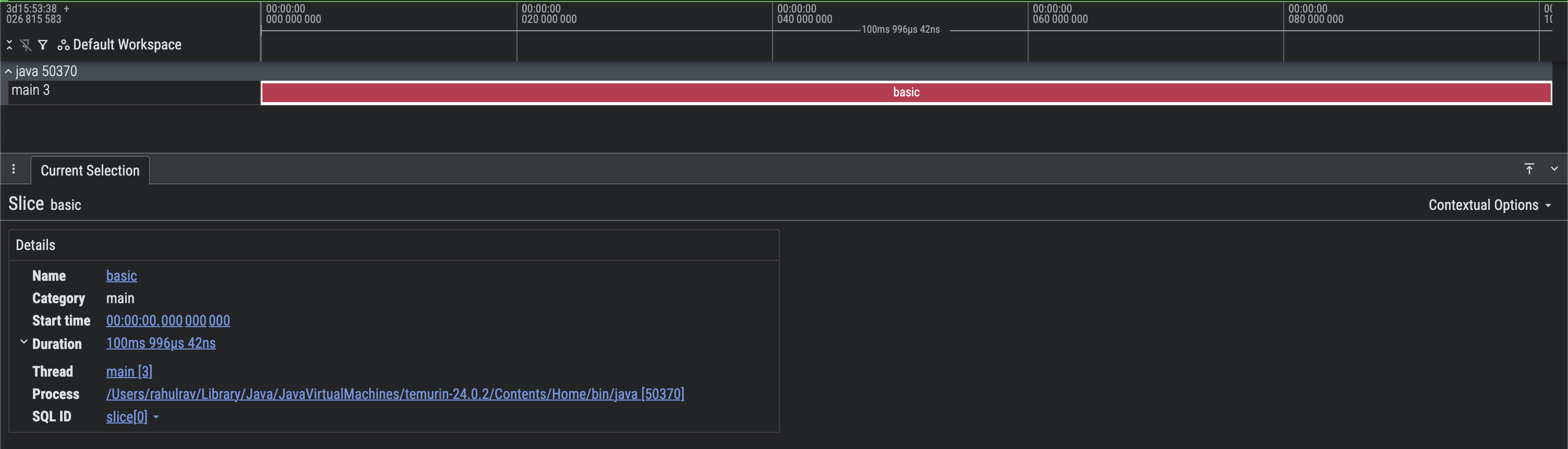 Screenshot eines einfachen Perfetto-Traces