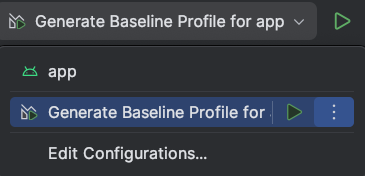 Generate Baseline Profile 运行配置。