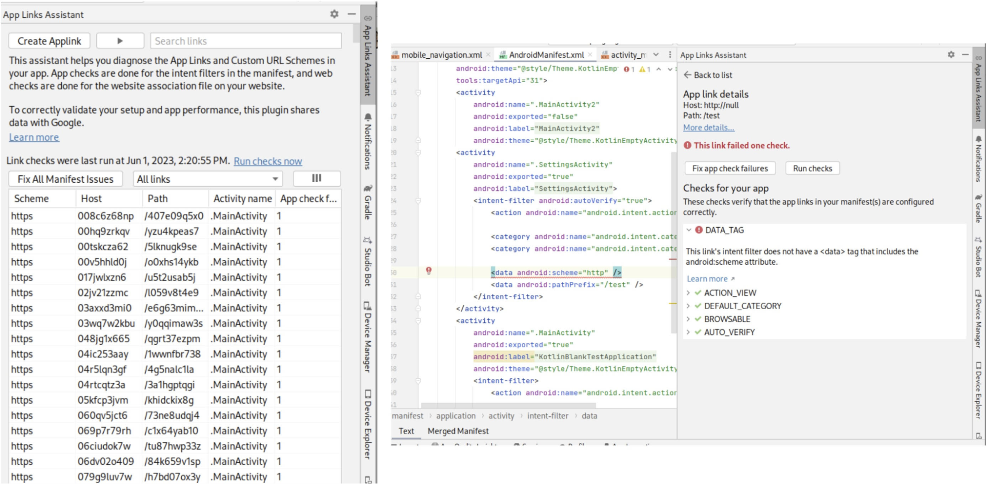 Captura de tela do Android Studio