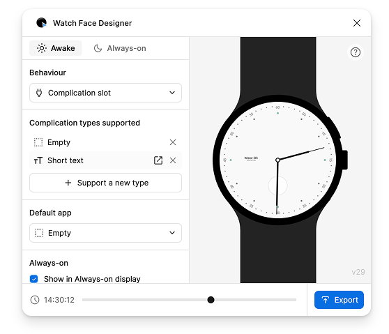 Complication types supported appears near the top middle part of the
window