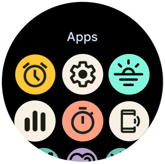 Lanceur d&#39;applications
    les icônes s&#39;affichent l&#39;une à côté de l&#39;autre verticalement et horizontalement.