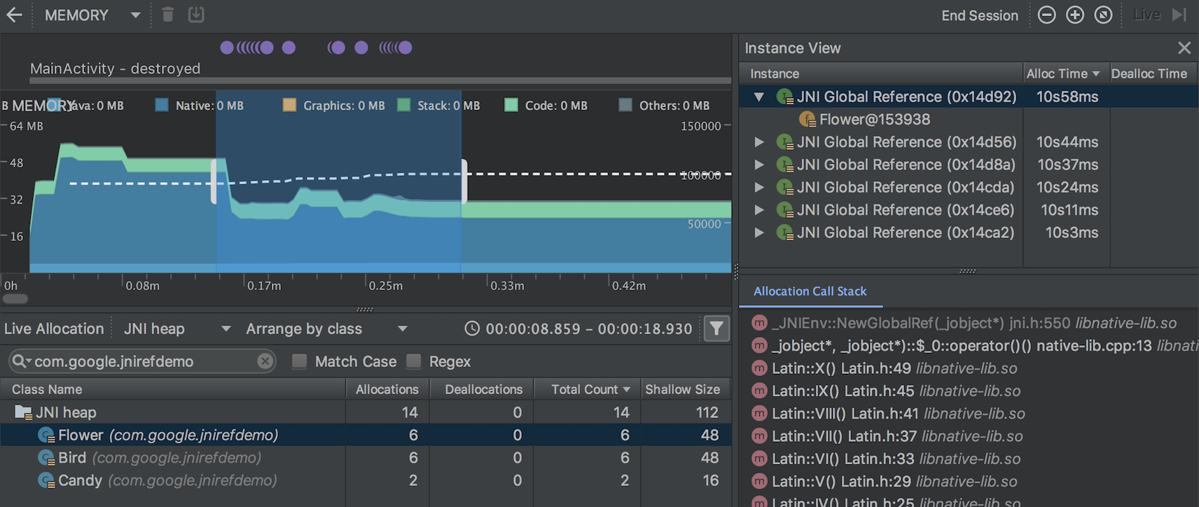 Memory Profiler を使用してアプリのメモリ使用量を調べる Android デベロッパー